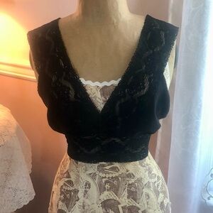TRULY VTG, Black Lace Plunge Bralette/Cami by April Cornell. New without Tags.